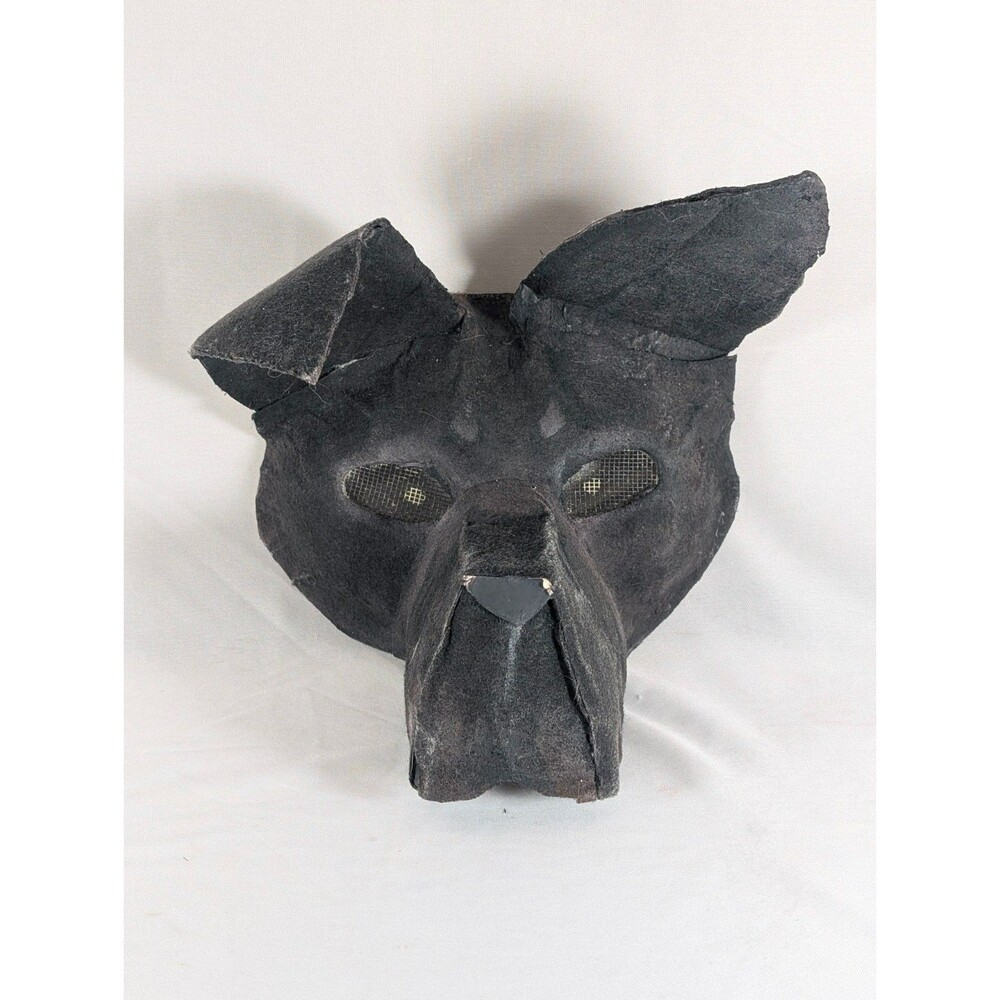 Handmade Black Dog Wolf Costume Mask Faux Fur Cosplay Halloween Adult Mask
